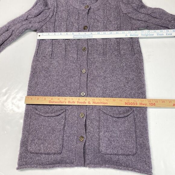 J Jill Button Up Cable Knit Cardigan XSmall Purple Lavender Long Chunky Sweater - Picture 3 of 12